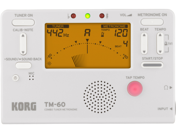 KORG TM-60 WH - Accordeur Metronome tout en un, blanc
