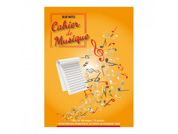 LIBRAIRIE - Bloc Notes - Cahier de musique (Portées) 100 Pages - Ed. Coup de Pouce