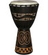 TANGA DA60-7G - Djembé artisanal 12" sculpté, Acajou, peau chèvre, cordage traditionnel, noir