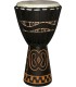 TANGA DA60-7G - Djembé artisanal 12" sculpté, Acajou, peau chèvre, cordage traditionnel, noir