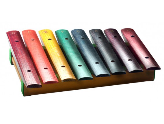 STAGG XYLO-J8 RB - Métallophone avec 8 lames de différentes couleurs, - 1 octave (do - do) - 23,3 x 24,3cm - avec deux mailloche