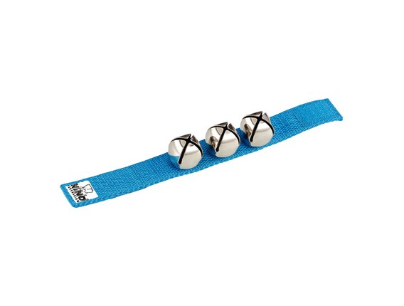 NINO 961B Bracelet nylon avec velcro 3 grelots - Bleu