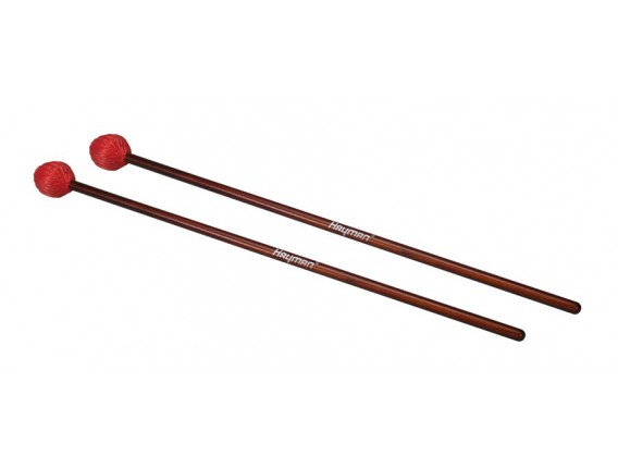 HAYMAN MM-3 - Marimba mallets, 406 mm. rattan handle, pair, 32 mm. medium hard head, red