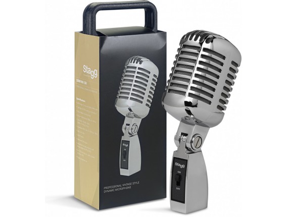STAGG SDM100 CR - Microphone dynamique cardioïde de style vintage, modèle professionnel, cellule DC04