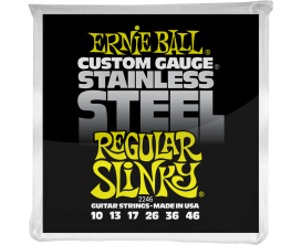 ERNIE BALL 2246 - Jeu de cordes guitare électrique Stainless Steel Regular Slinky 10/46 *