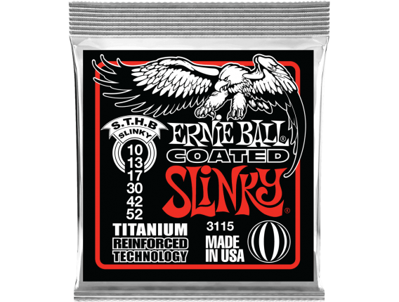 ERNIE BALL 3115 - Jeu de cordes pour guitare électrique Coated Slinky Titanium 10/52