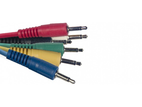 STAGG SPC030MJ E - Lot de 6 câbles patch modulaire mini jack - mini jack mono 30 cms, couleurs