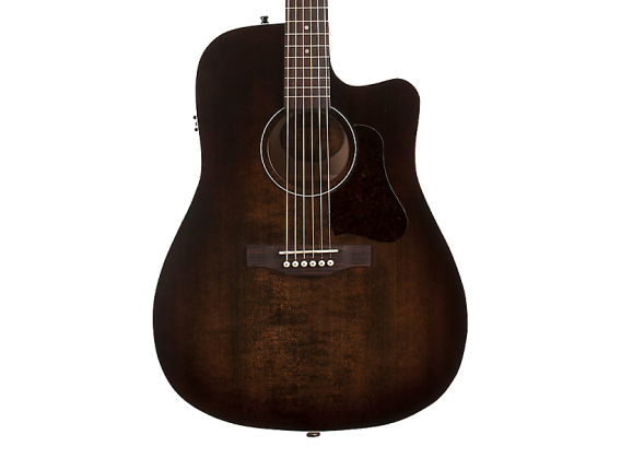 ART&LUTHERIE Americana QIT CW Bourbon Burst - Guitare Dreadnought électro-acoustique QIT, Cutaway, Finition Bourbon Burst