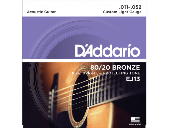 D'ADDARIO EJ13 - Jeu de cordes Folk Bronze, Tirant Light 11-52