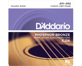 D'ADDARIO EJ26 - Jeu de cordes Folk Phosphore Bronze, Tirant Custom Light 11-15-22-32-42-52
