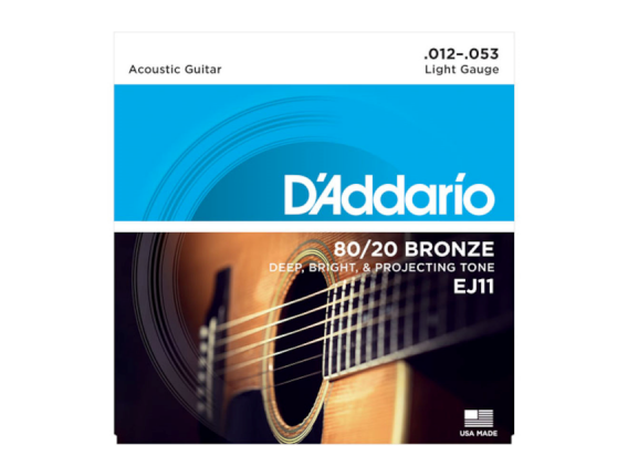 D'ADDARIO EJ11- Jeu de cordes folk 12/53 Light, Bronze 80/20, 12-16-24-32-42-53