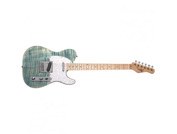 MICHAEL KELLY 1953 Blue Jean Wash - Guitare électrique type Tele, Corps en Aulne, table érable flammé, 2 Micros simples Rockfiel