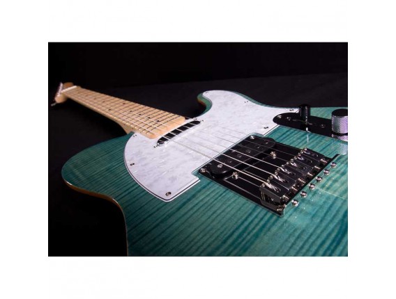 MICHAEL KELLY 1953 Blue Jean Wash - Guitare électrique type Tele, Corps en Aulne, table érable flammé, 2 Micros simples Rockfiel