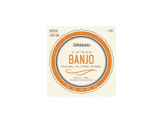 D'ADDARIO EJ61 - Jeu de cordes en nickel pour Banjo 5 cordes 10-23 Medium, à boucles