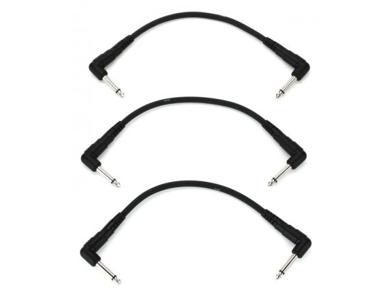 PLANET WAVES CGTP-305 - Lot de 3 Câbles patch 15 cm jack 6.35 coudés, série Classics