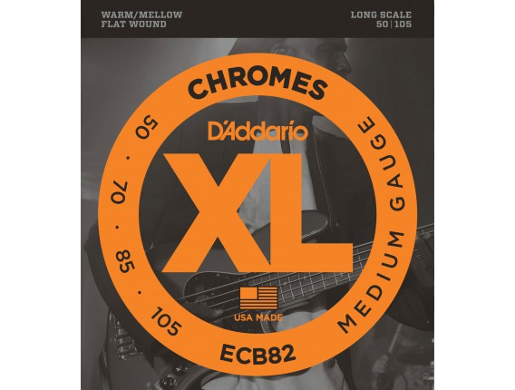 D'ADDARIO ECB82 - Jeu de 4 cordes basse filet plat Chrome Regular, tirant 50-70-85-105