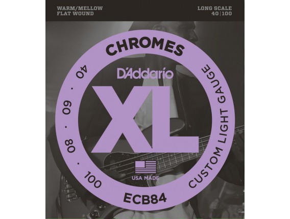 D'ADDARIO ECB84 - Jeu de 4 cordes basse filet plat Chrome Custom Light, tirant 40-60-80-100