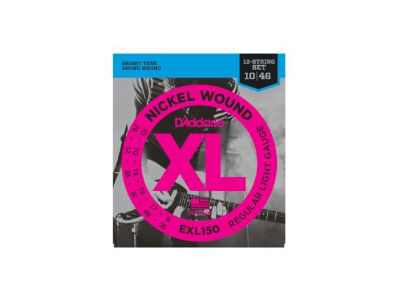 D'ADDARIO EXL150 - Jeu de cordes pour guitare électrique 12 cordes, Tirant Regular 10/46
