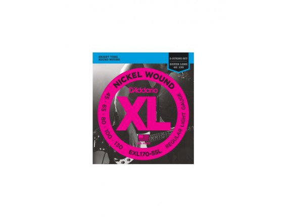 D'ADDARIO EXL170-5SL - Jeu de 5 cordes basse Super Long Scale, Tirant Soft 45-65-80-100-130