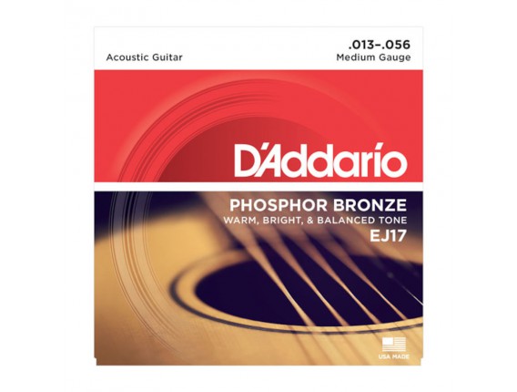 D'ADDARIO EJ17 - Jeu de Cordes en Phosphore Bronze pour Guitare Acoustique, Medium 13-56