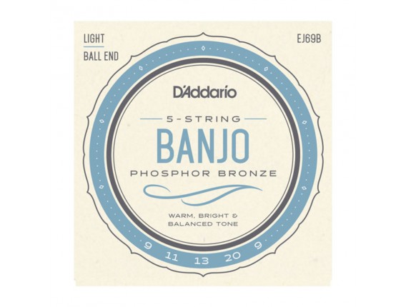D'ADDARIO EJ69B - Jeu de 5 cordes pour Banjo 5, Phosphore Bronze, à Boules