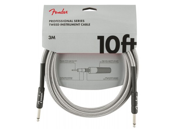 FENDER - 0990820063 - Professional Series Instrument Cable, Tweed 3 Metres White Tweed