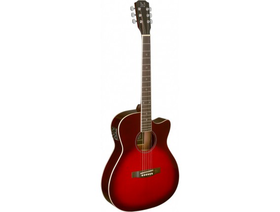 J.N. GUITARS BES-ACE TRB- Guitare électro acoustique auditorium, Corps sapele pan coupé, Table épicéa massif, Finition redburst