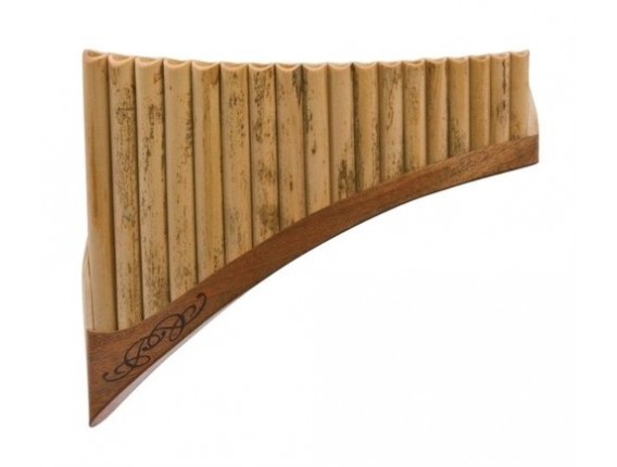 GEWA 700.295 - Flûte de pan courbée Premium, 18 Tubes en bambou, Sol Majeur