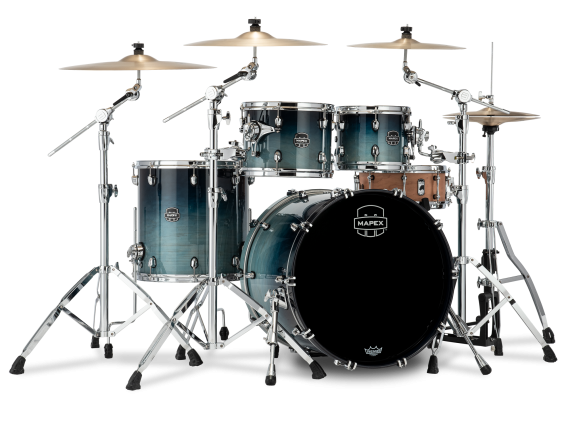 MAPEX MXSR529XRJ - Batterie Saturn V , 4 Fûts (22/10/12/16), Noyer - érable, SANS HW NI CYMB - Teal blue fade