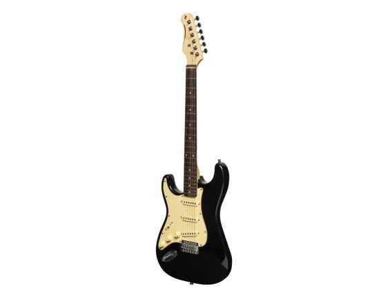 STAGG SES-30 BK LH - Guitare électrique type Stratocaster SERIE Standard S 30, Modèle gaucher, Finition noire