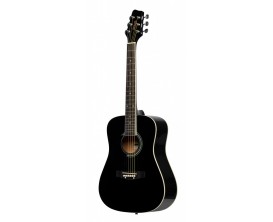 STAGG SA20D LH-BK - Guitare acoustique dreadnought pour gaucher, Corps et table tilleul, Finition Noir