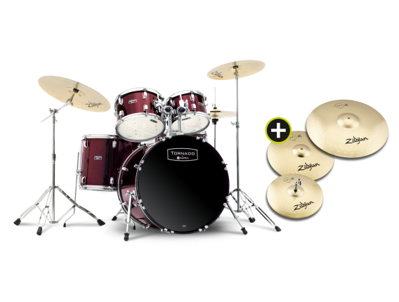 MAPEX Tornado - TND5845TZDR - Set complet, Tornado, Fusion, Zildjian Planet Z Bundle, Dark Red