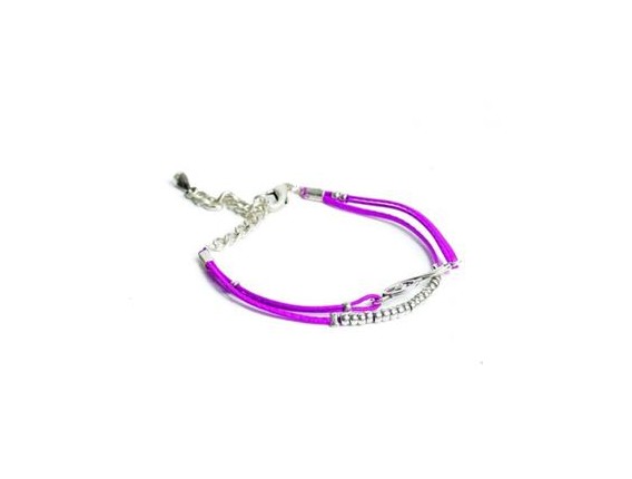 Italian Leather Treble Clef Bracelet - Purple