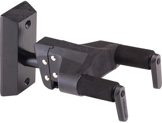 HERCULES - HCGSP-38WBK+ - Support mural embase bois pour guitare, Série auto grip, Noir