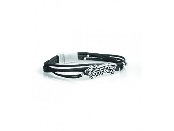 Italian Leather Music Score Bracelet - Black