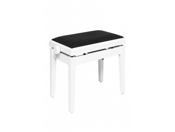 STAGG - PBH 390 WHM VBK - Banquette de piano, hydraulique, blanc mat avec pelote en velours noir ignifugée