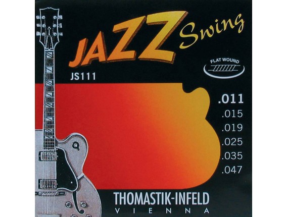 Thomastik THJS-111 - jeu de cordes pour guitare électrique, Flatwound, 11-15-19-25-35-47