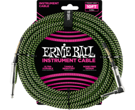 ERNIE BALL - Jack/jack coudé - 3m noir et vert