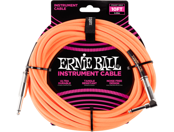 ERNIE BALL - jack/jack coudé - 3m orange fluo