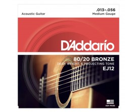 D'ADDARIO EJ12 - Jeu de cordes en bronze pour guitare acoustique, 80/12, Medium, 13-56