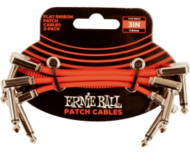 ERNIE BALL - Jack/jack coudé - 7,5cm rouge fluo, pack de 3 ERNIE BALL - Jack/jack coudé - 7,5cm rouge fluo, pack de 3