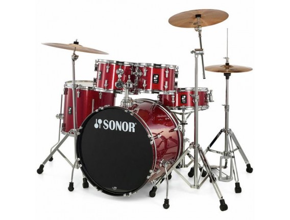 SONOR AQX RMS - Batterie Acoustique 5 pièces avec Hardware et Cymbales en Bronze B8 - Red Moon Sparkle
