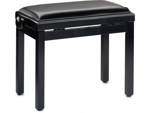 STAGG PB39 BKP SBK - Banquette piano noir satiné, assise similicuir noire