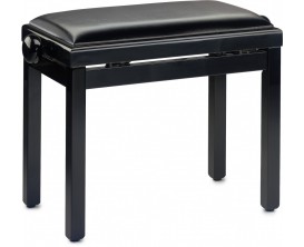STAGG PB39 BKP SBK - Banquette piano noir satiné, assise similicuir noire