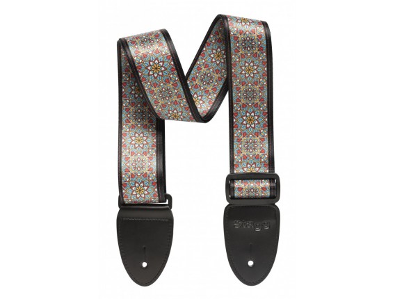 STAGG STE MANDALA BLU - Sangle en térylène, motif mandala bleu
