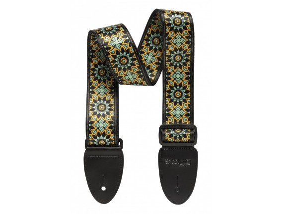 STAGG STE MANDALA GR - Sangle en térylène, motif mandala vert