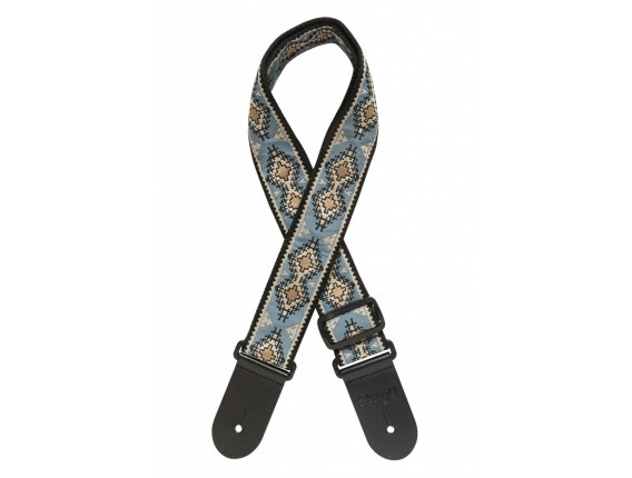 STAGG SWO-DIAM BLUE - Sangle de guitare en nylon tissé, motif diamant, bleu