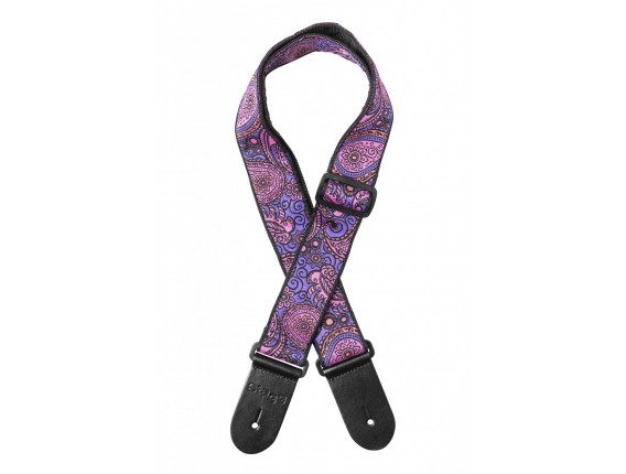 STAGG SWO-PSLY 1 PNK - Sangle en nylon tissé avec motif paisley 1, rose