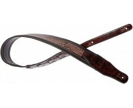 STAGG SPFL LEAF BRW - Sangle rembourrée noire en similicuir avec motif feuille pressé, brun STAGG SPFL LEAF BRW - Sangle rembourrée noire en similicuir avec motif feuille pressé, brun