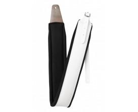 STAGG SLPL-BUCKLE WH - Sangle rembourrée en cuir noir avec boucle chromée, blanc